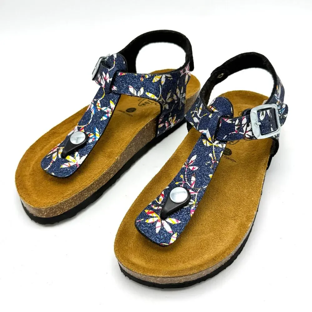 Plakton Girls Gladiator Sandals US 1-2 Child EU 32 Blue Floral Glitter Spain